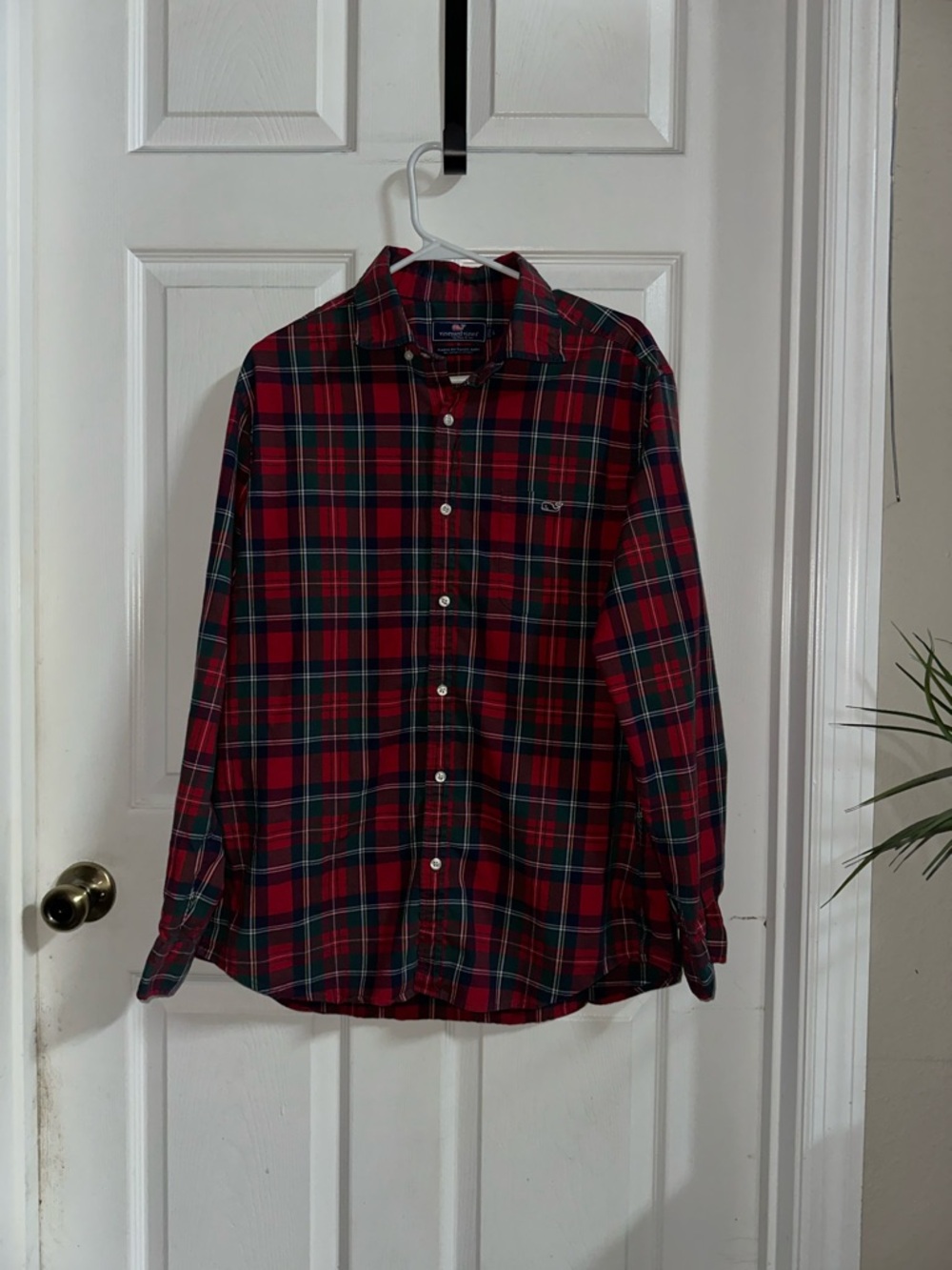 Vineyard Vines Red & Green Plaid Button-Down Shirt